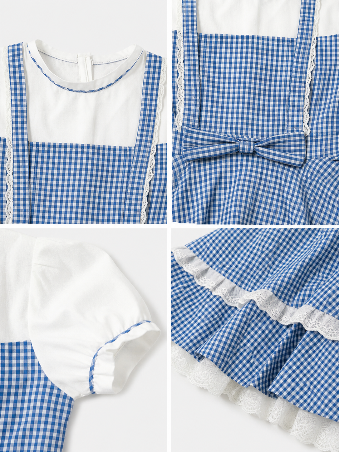 Retro-Style Plaid Dress with Socks and Bows