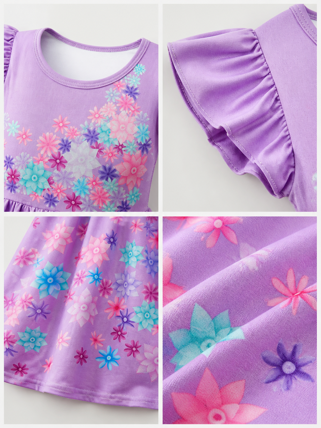 Purple Floral Carnival Dress for Cosplay detail view