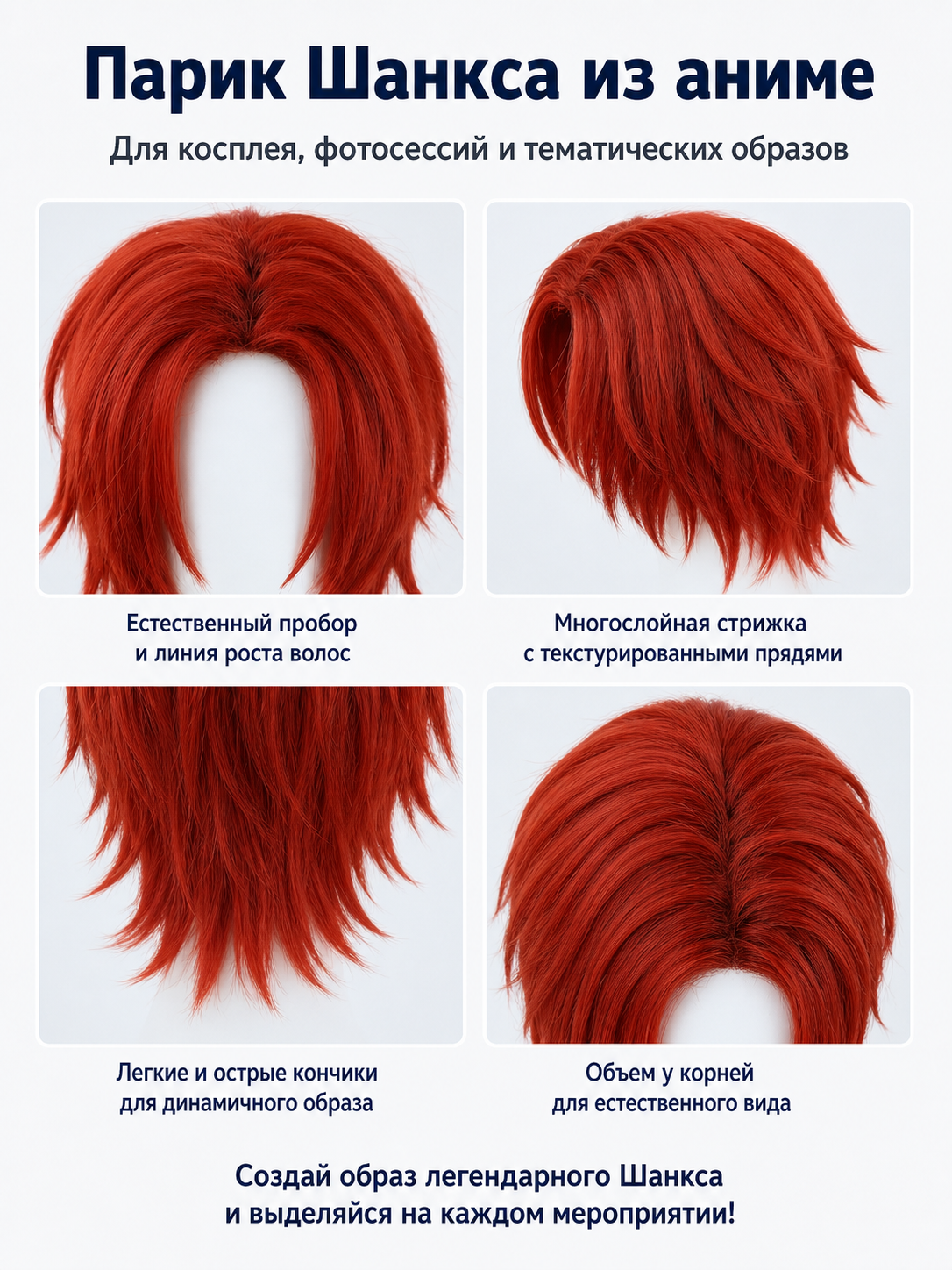 Short Red Wig with Layered Ends