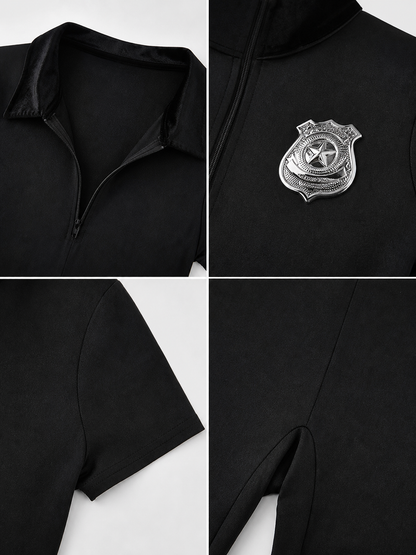 Black Police Jumpsuit for Cosplay