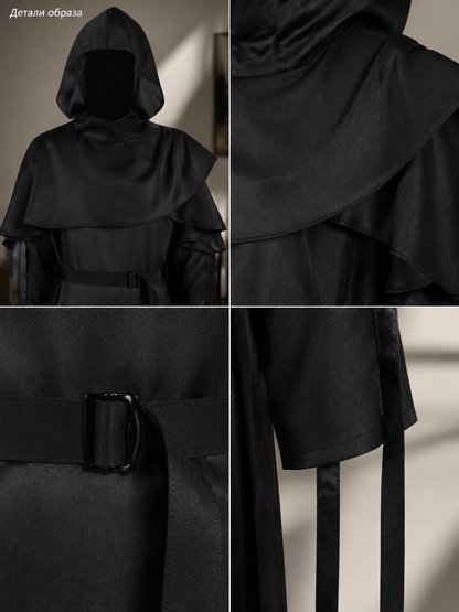 Gothic Hooded Nun Costume for Cosplay detail view