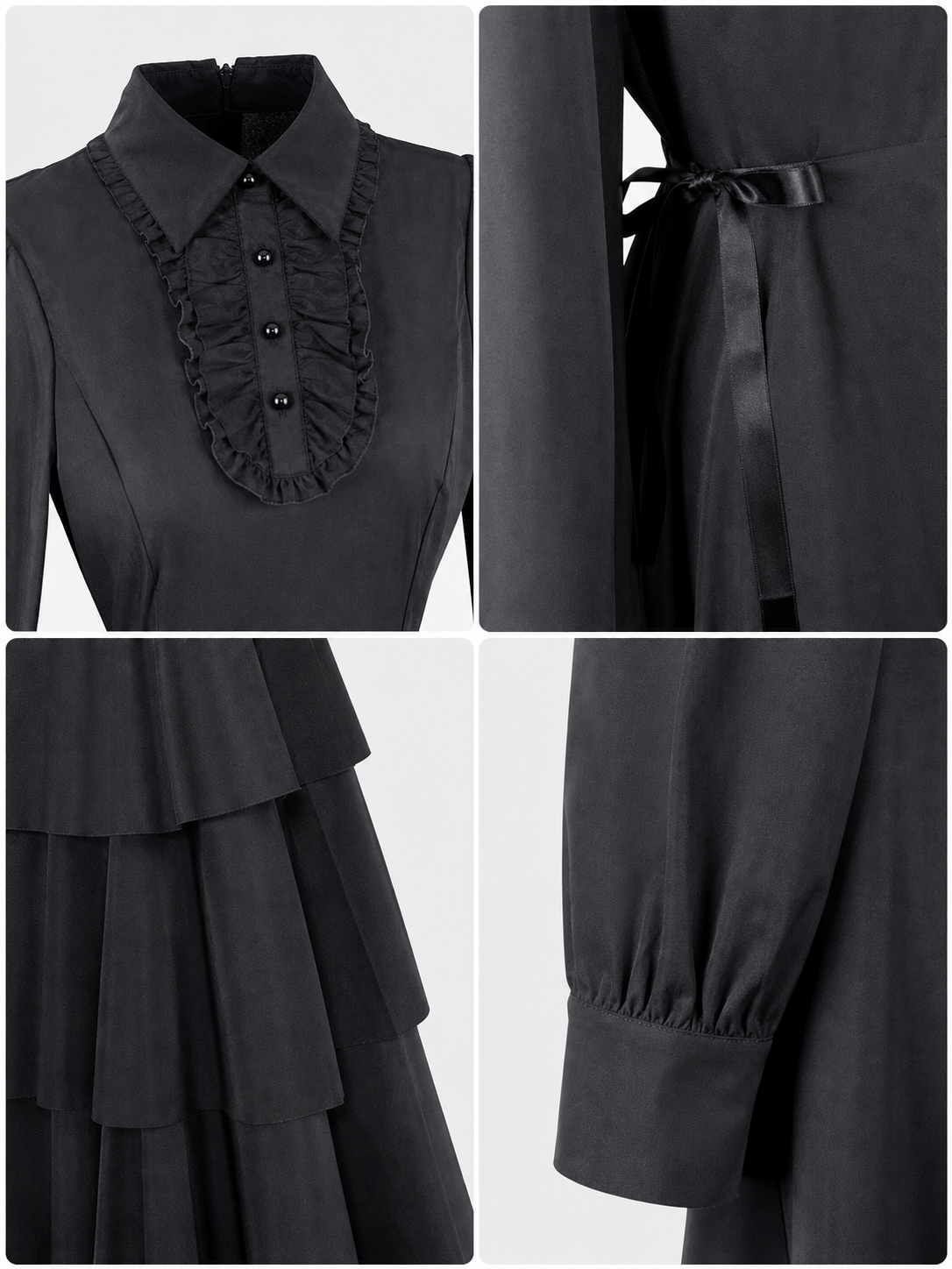 Black Gothic Dress with Ruffles and Lacing