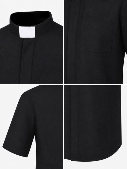 Black cosplay shirt with a stand collar