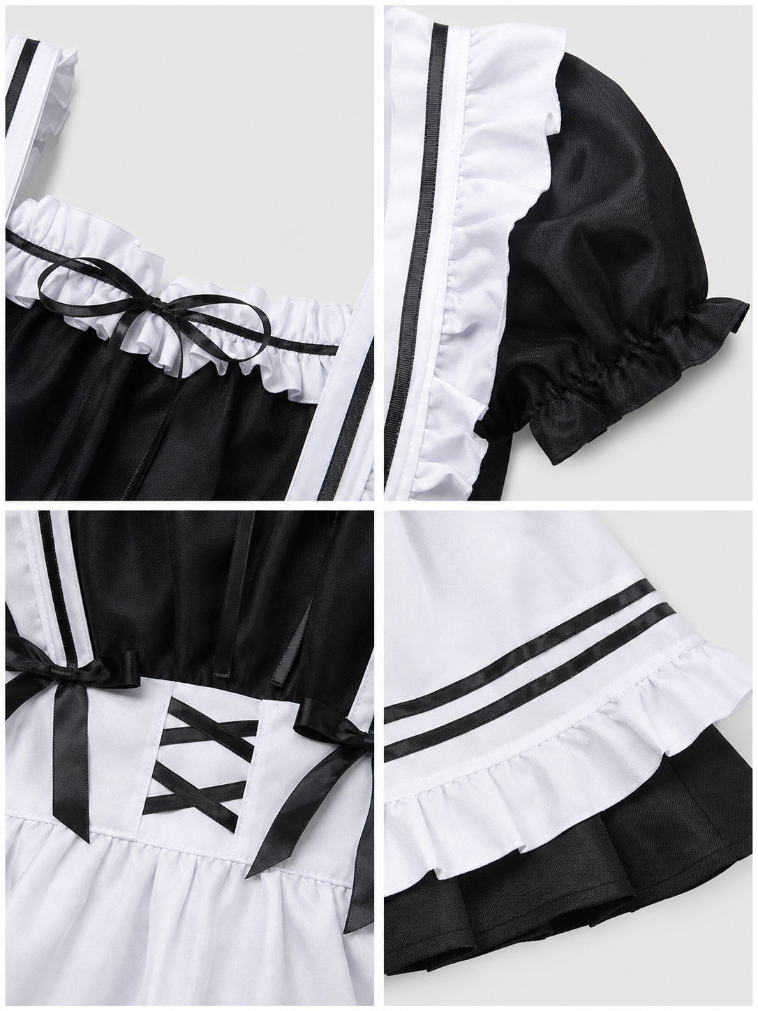 Maid-Style Dress with Apron and Headpiece