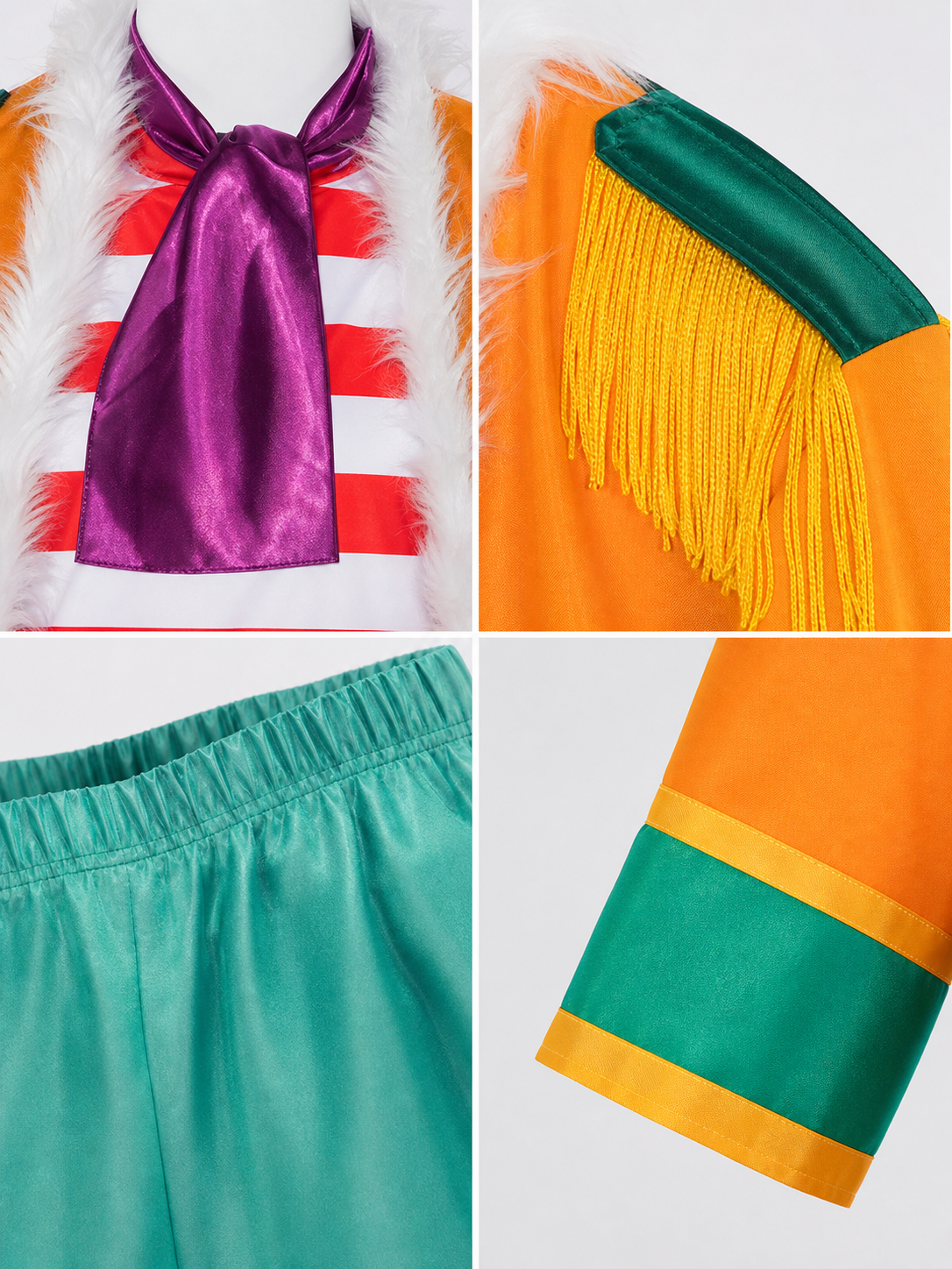 One Piece Buggy Cosplay Costume, 7 Pieces