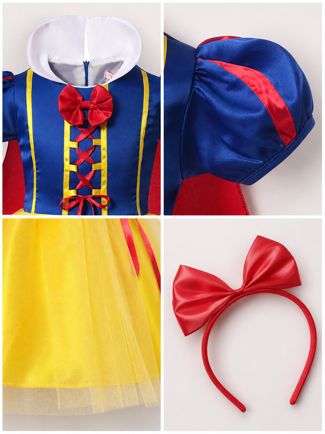 Princess Costume with Red Cape and Bow detail view