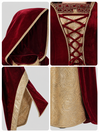 Halloween dress designed in the style of a European medieval costume, suitable
