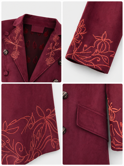 Willy Wonka Cosplay Coat, Burgundy, with Embroidery