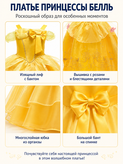 Princess Costume with Full Skirt and Crown for Carnival detail view