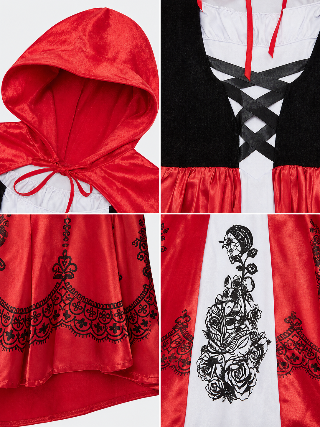 Little Red Riding Hood Costume: Hooded Dress and Cape detail view