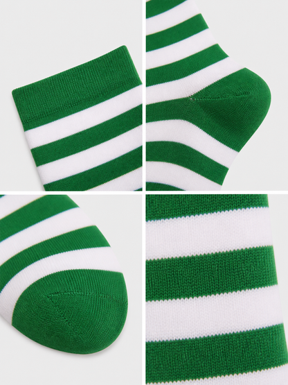 Green-and-White Striped Knee-High Socks, Pair