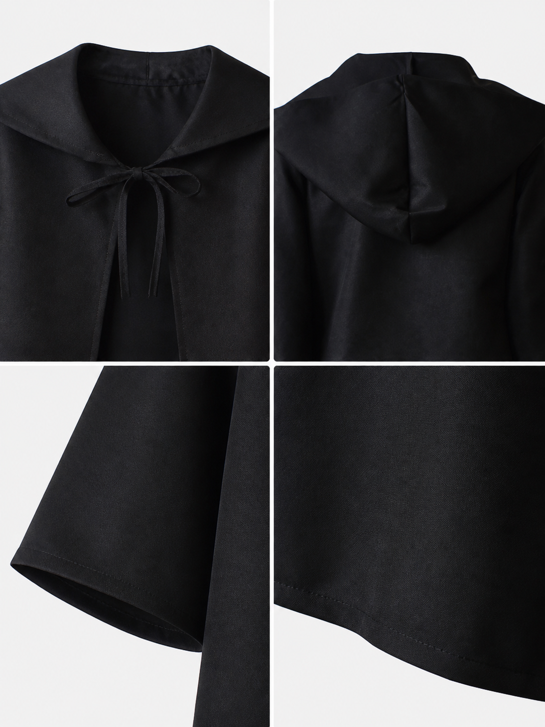 Black Costume Cloak with Hood for Cosplay