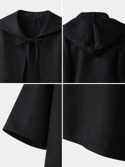 Black Costume Cloak with Hood for Cosplay