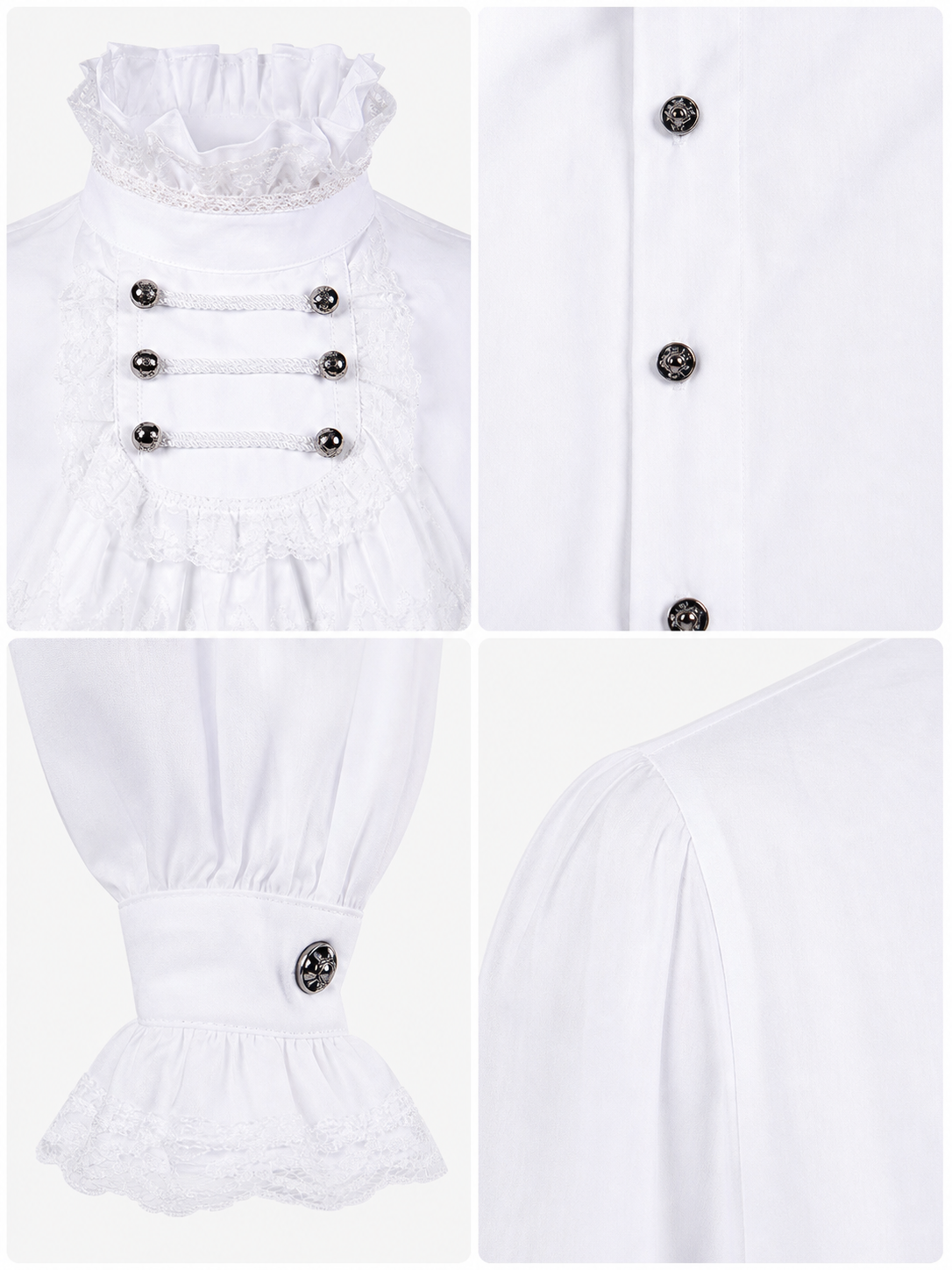 Cosplay Shirt with Jabot and High Collar