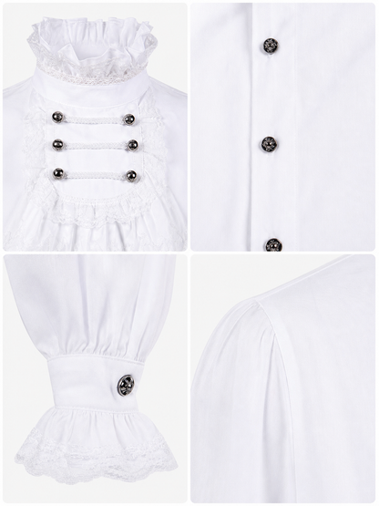 Cosplay Shirt with Jabot and High Collar