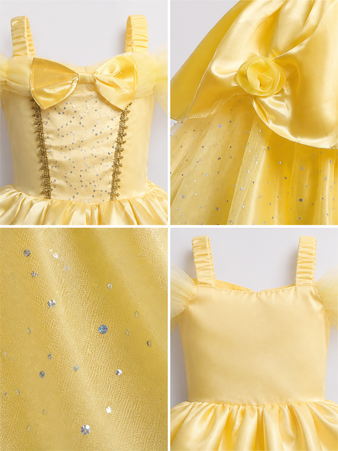 Yellow Princess Costume Dress for Halloween and Cosplay