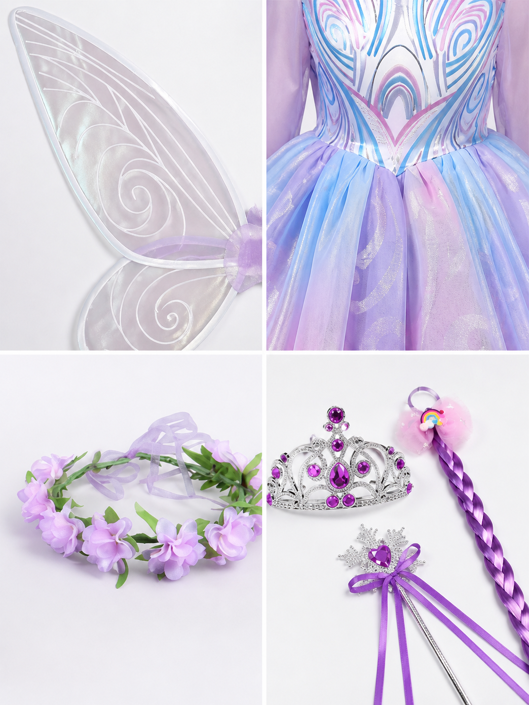 Fairy Princess Costume with Butterfly Wings product detail composite
