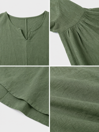 Long Green Retro-Style Dress with Belt