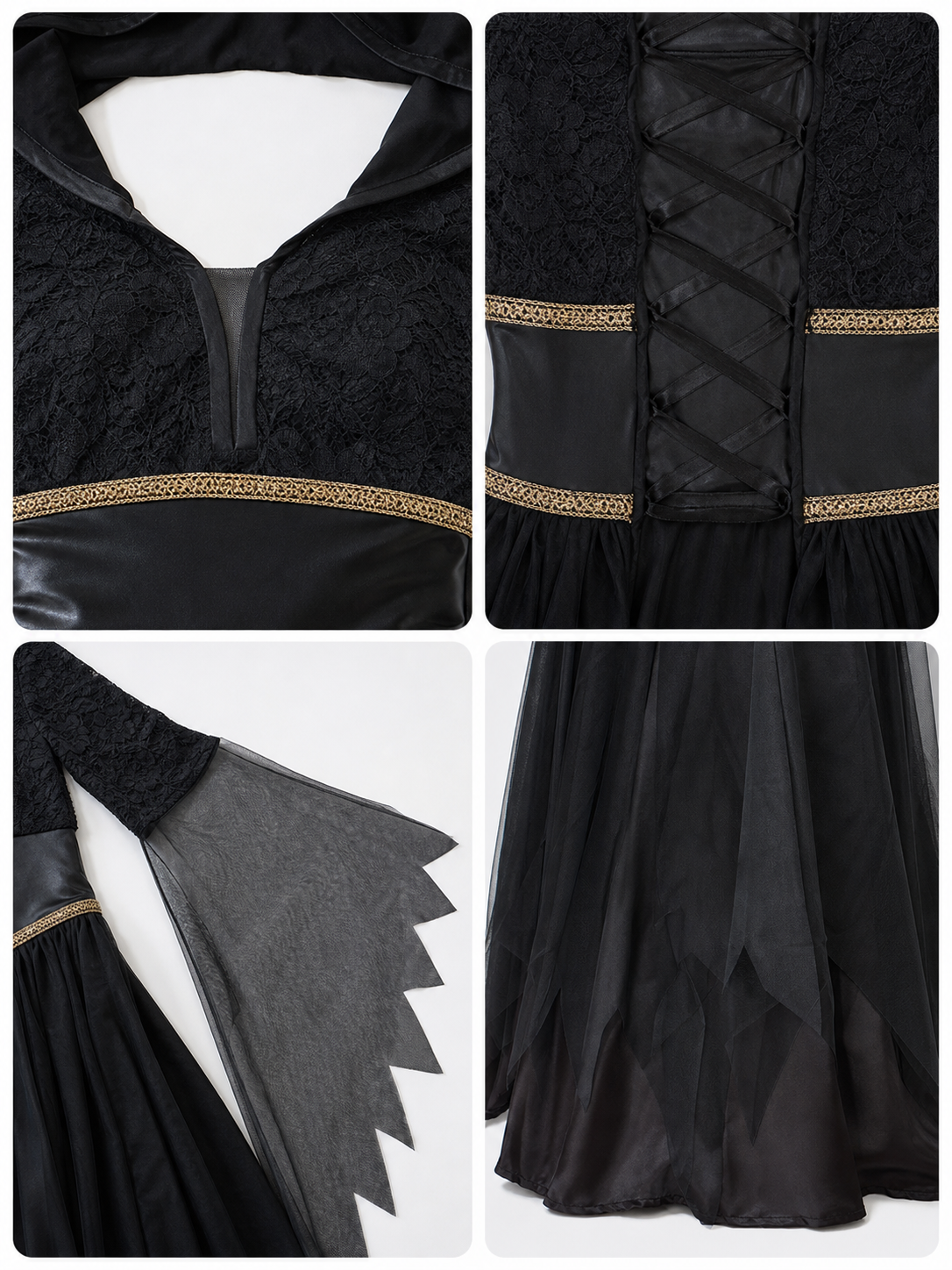 Gothic Halloween Costume with Dress and Belt
