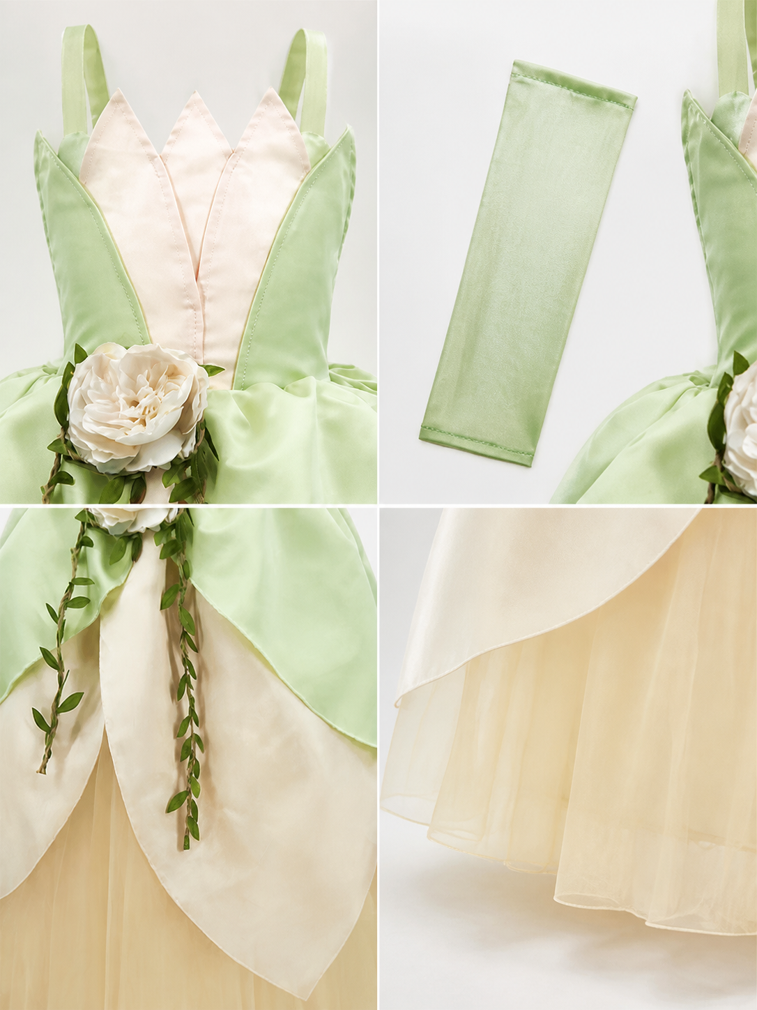 Mint Princess Costume Dress for Halloween and Cosplay detail view