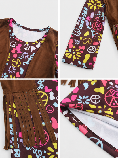 Fringed Carnival Costume with Colorful Print