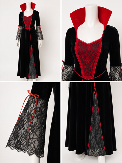 Vampire Costume with Red Trim for Halloween detail view