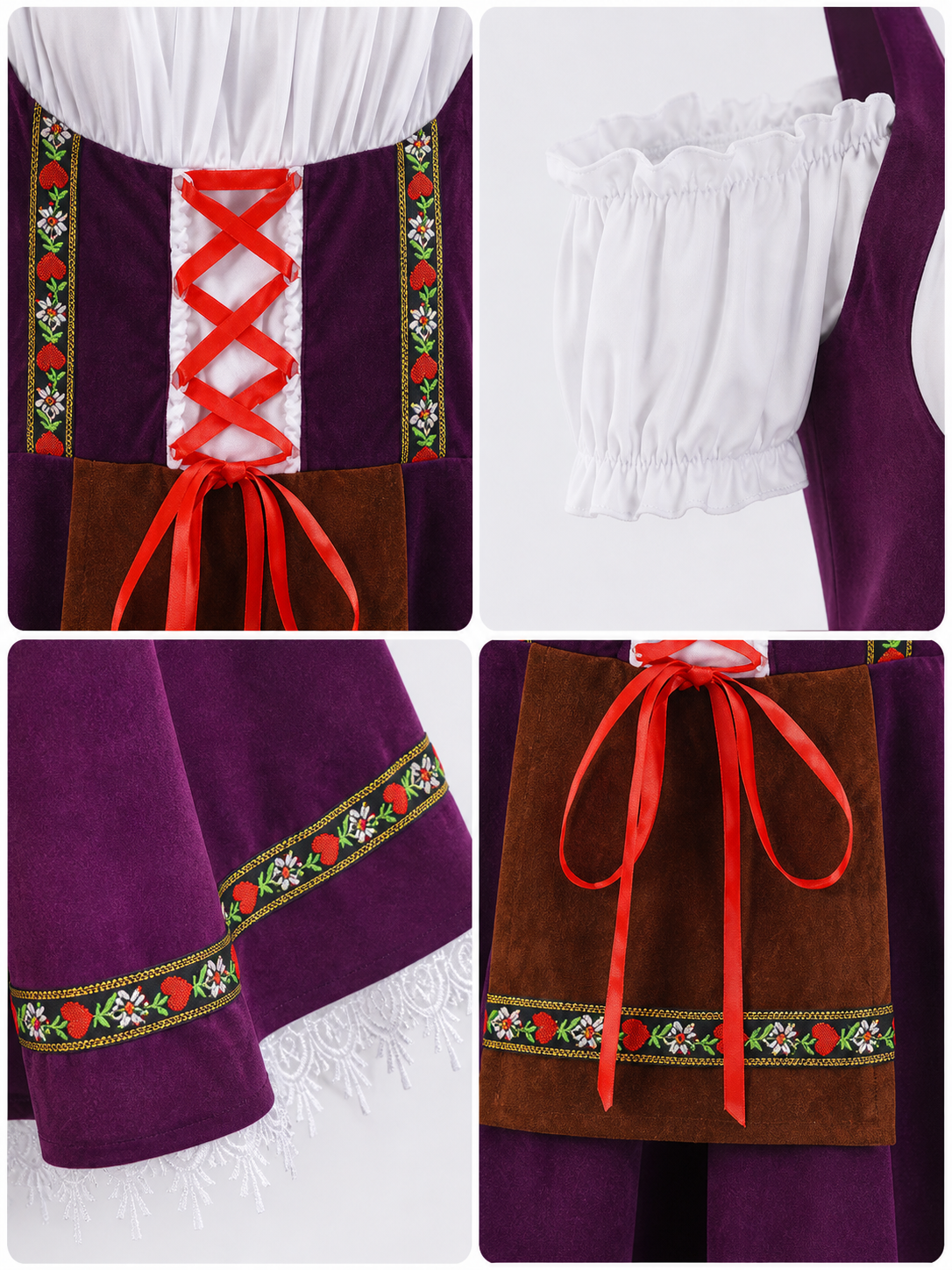 Historical costume dress with folk ribbons
