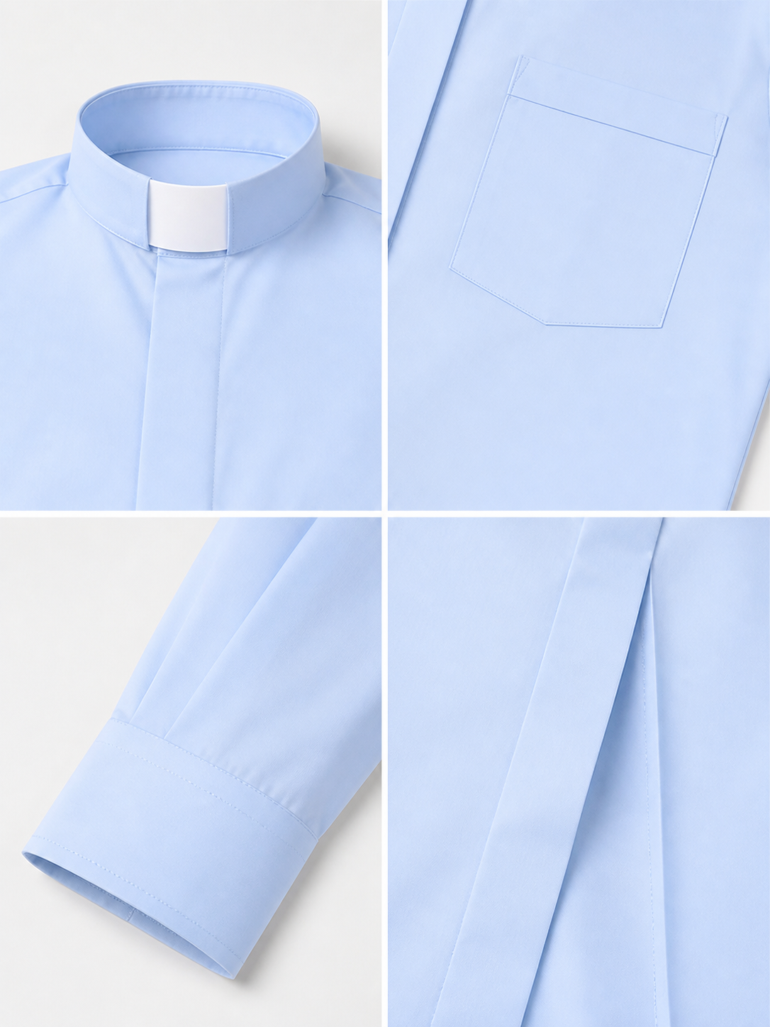 Light Blue Cosplay Shirt with Stand Collar