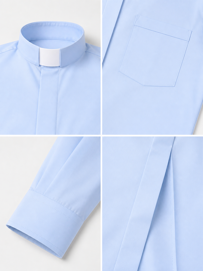 Light Blue Cosplay Shirt with Stand Collar