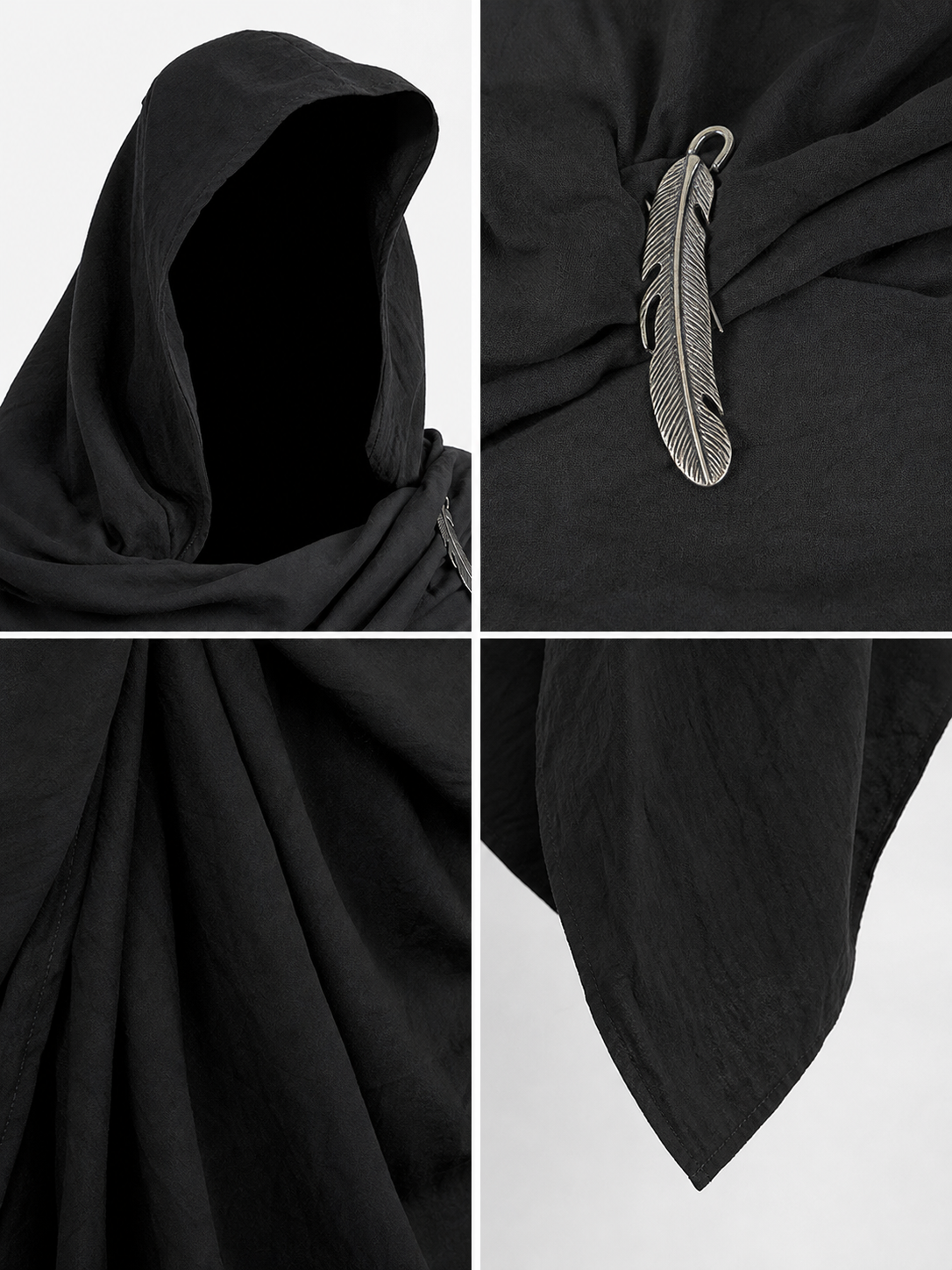 Black Hooded Carnival Cape, Loose Fit