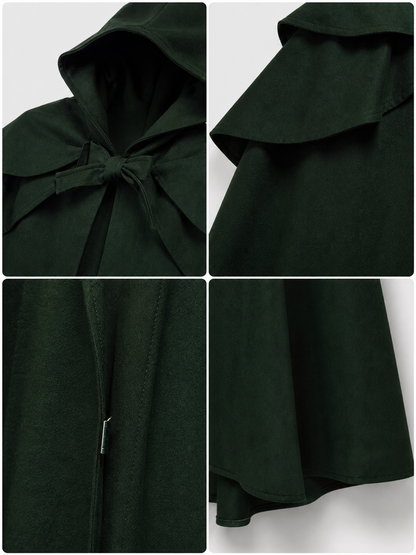 Gothic Medieval Hooded Cloak, Dark Green