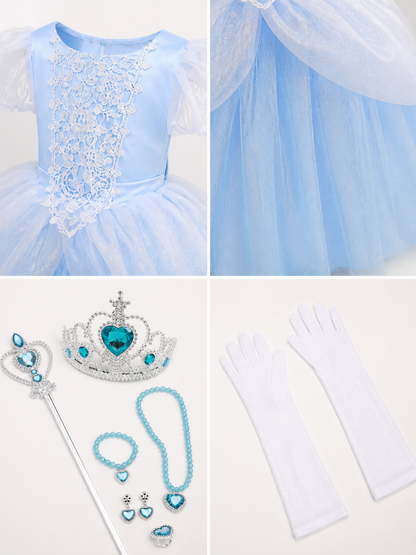 Princess Costume, Blue Dress and Accessories detail view