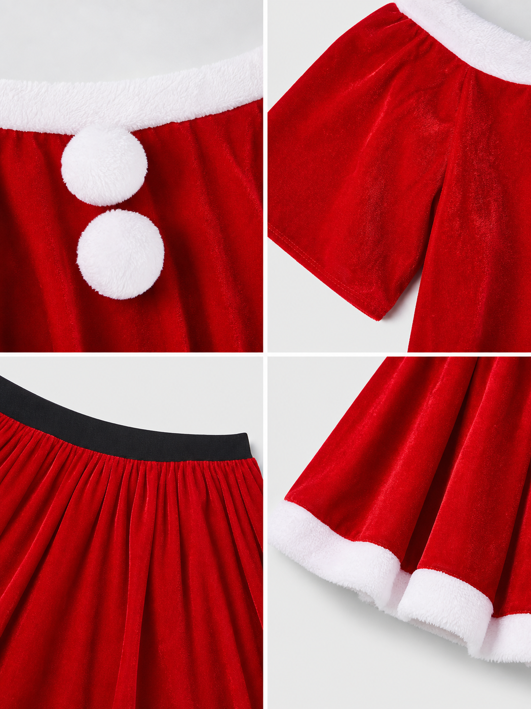 Festive Santa Claus Costume: Top, Skirt, and Hat