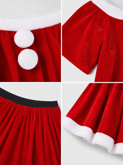 Festive Santa Claus Costume: Top, Skirt, and Hat