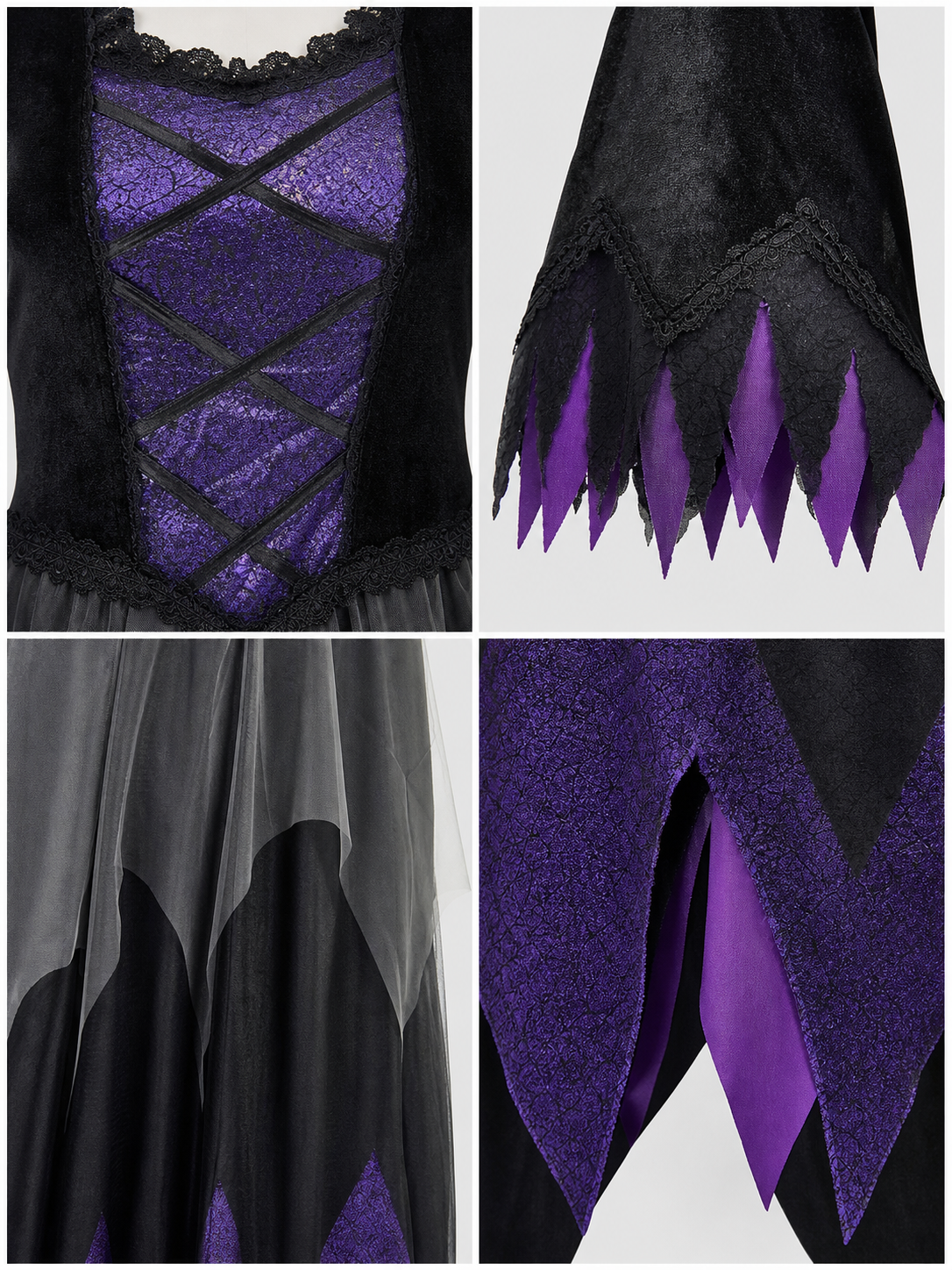 Cosplay Costume: Black and Purple Dress with Hat