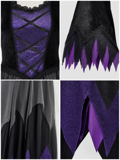 Cosplay Costume: Black and Purple Dress and Hat