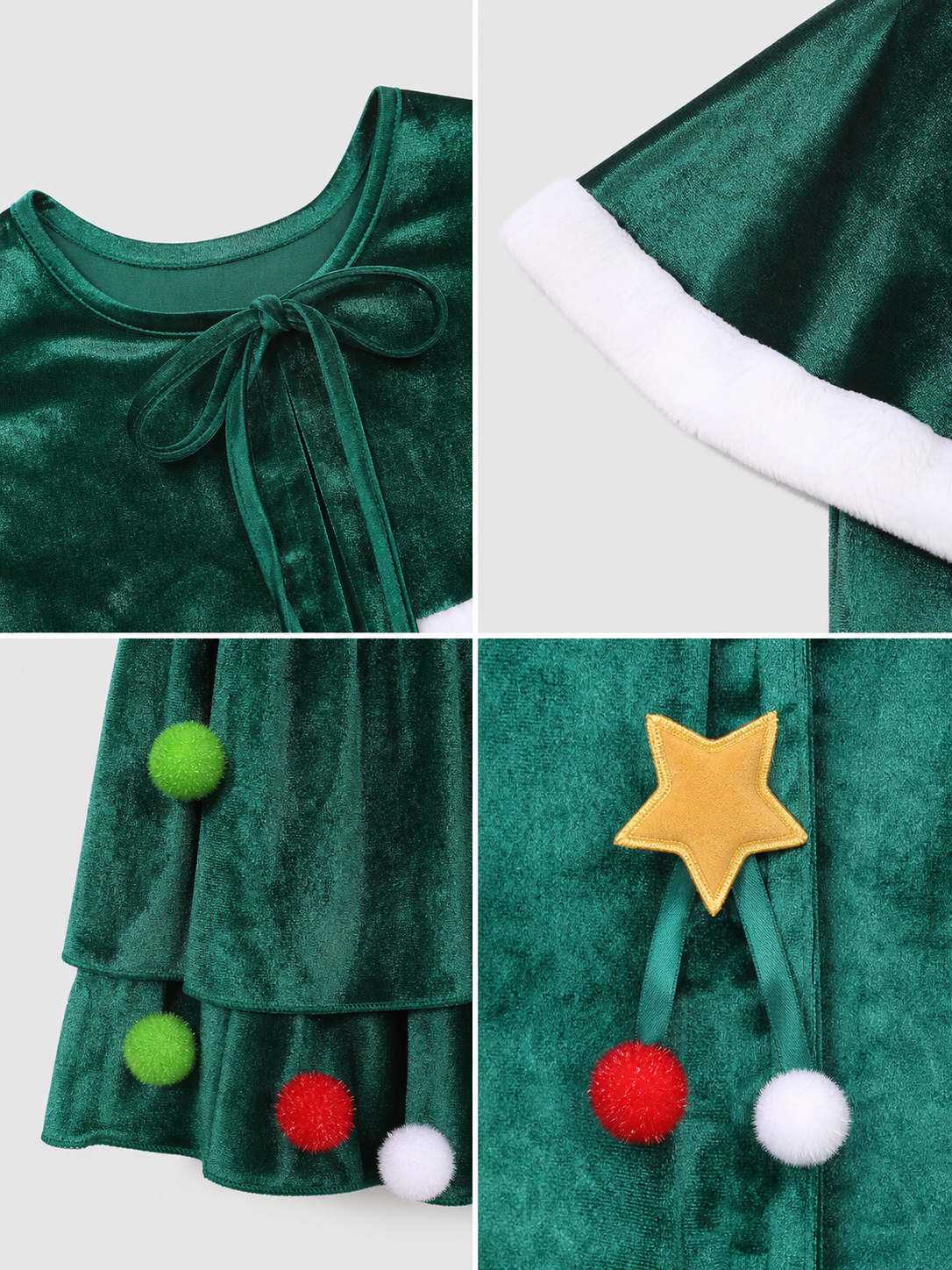 Christmas Tree Costume with Tiered Skirt for Performances