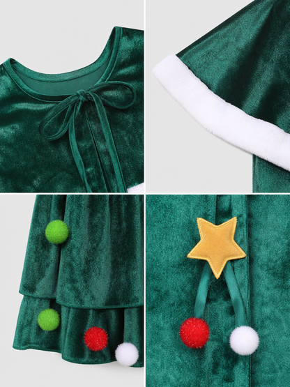 Christmas Tree Costume with Tiered Skirt for Performances
