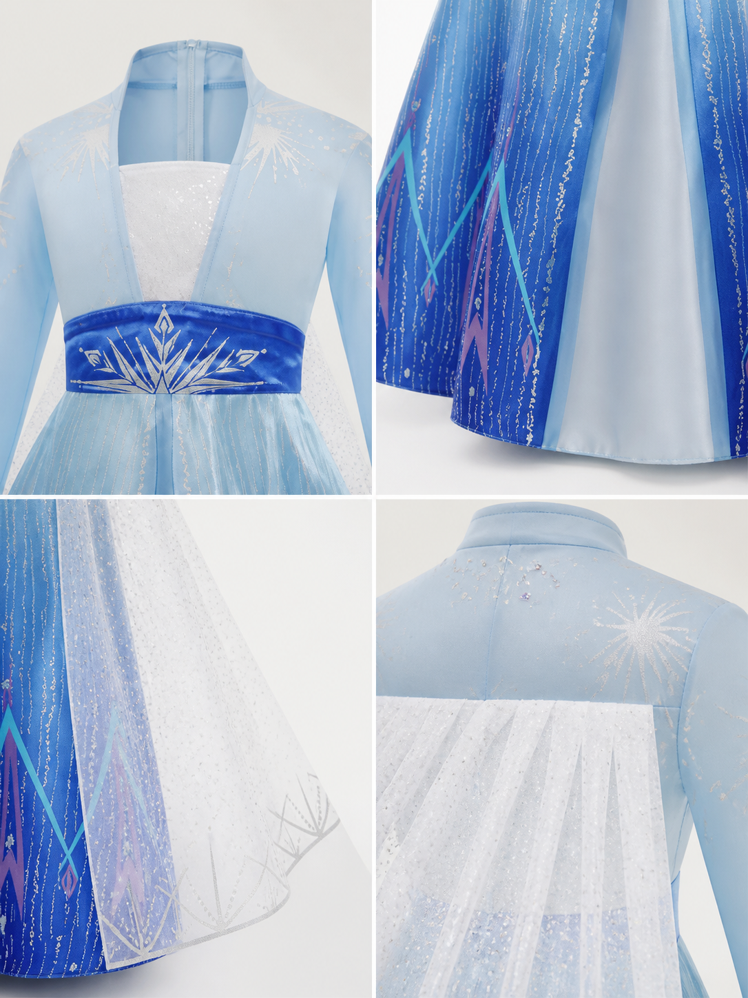 Blue and White Princess Costume for Halloween detail view