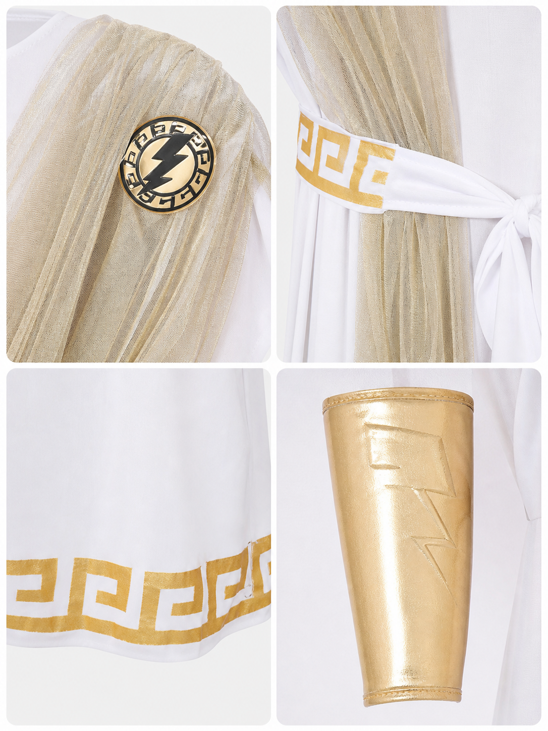 Greek-style costume designed as a classic draped garment with decorative