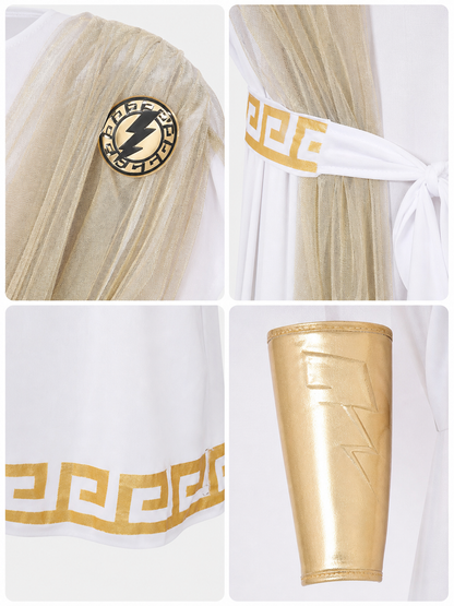 Greek-style costume designed as a classic draped garment with decorative