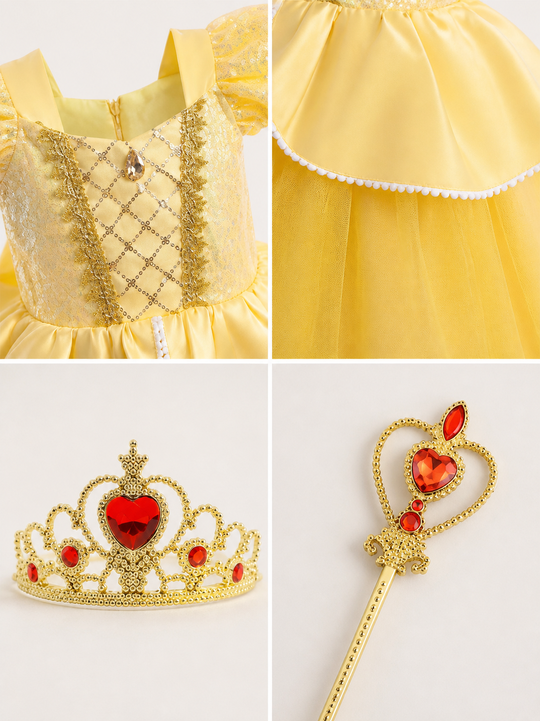 Princess Costume with Crown and Magic Wand detail view