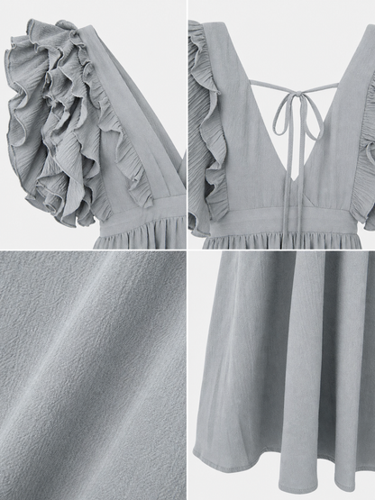 Long Evening Dress with a Deep V-Neckline