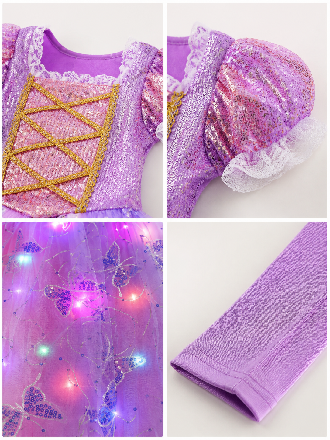 Princess Costume with Glowing Lights detail view
