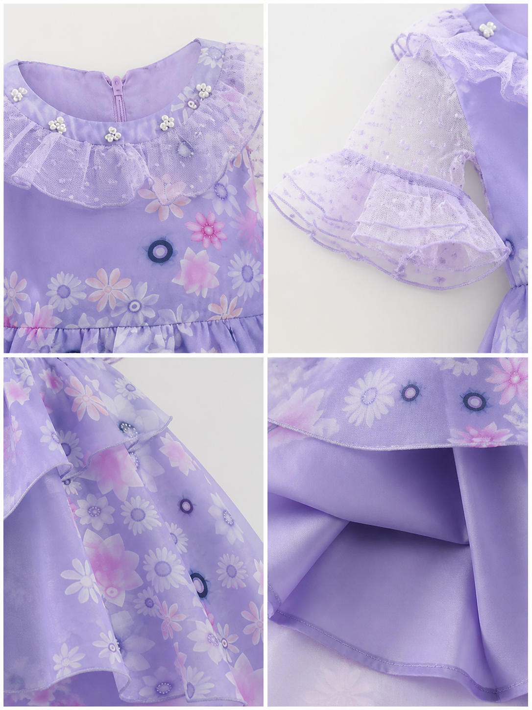Halloween Princess Costume with Flowers detail view