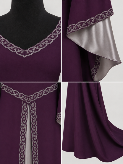 Long Fantasy-Style Dress with Bell Sleeves