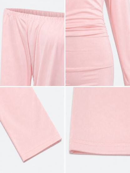 Fitted off-the-shoulder mini dress with sleeves