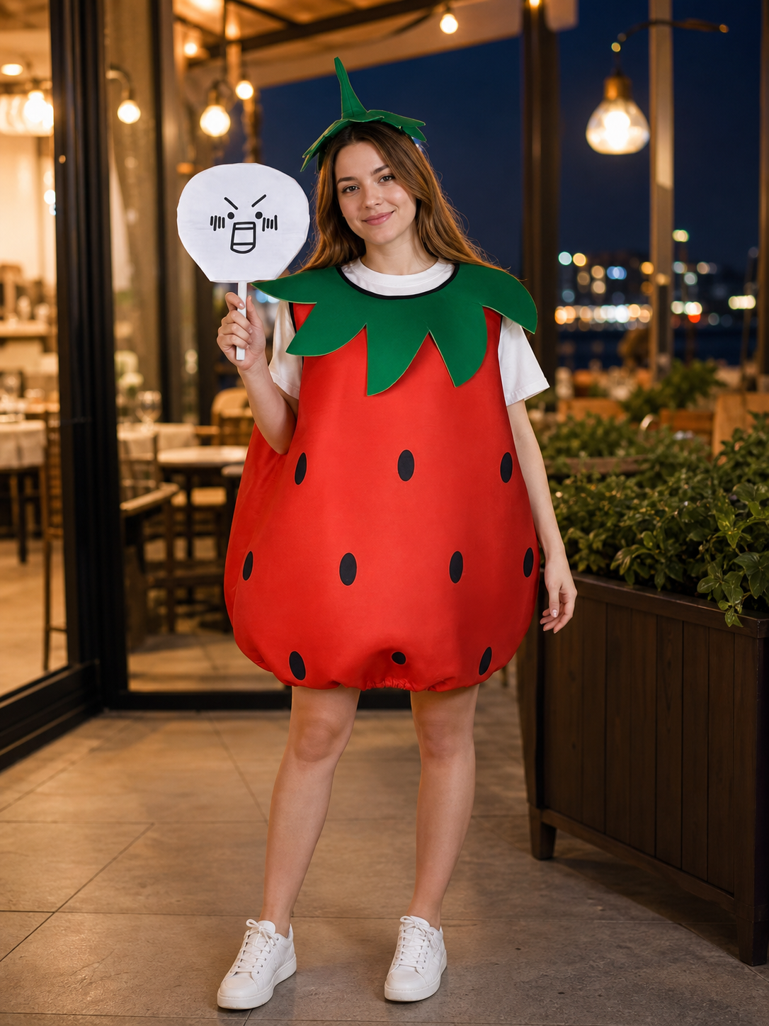 Adult Strawberry Costume with Mask