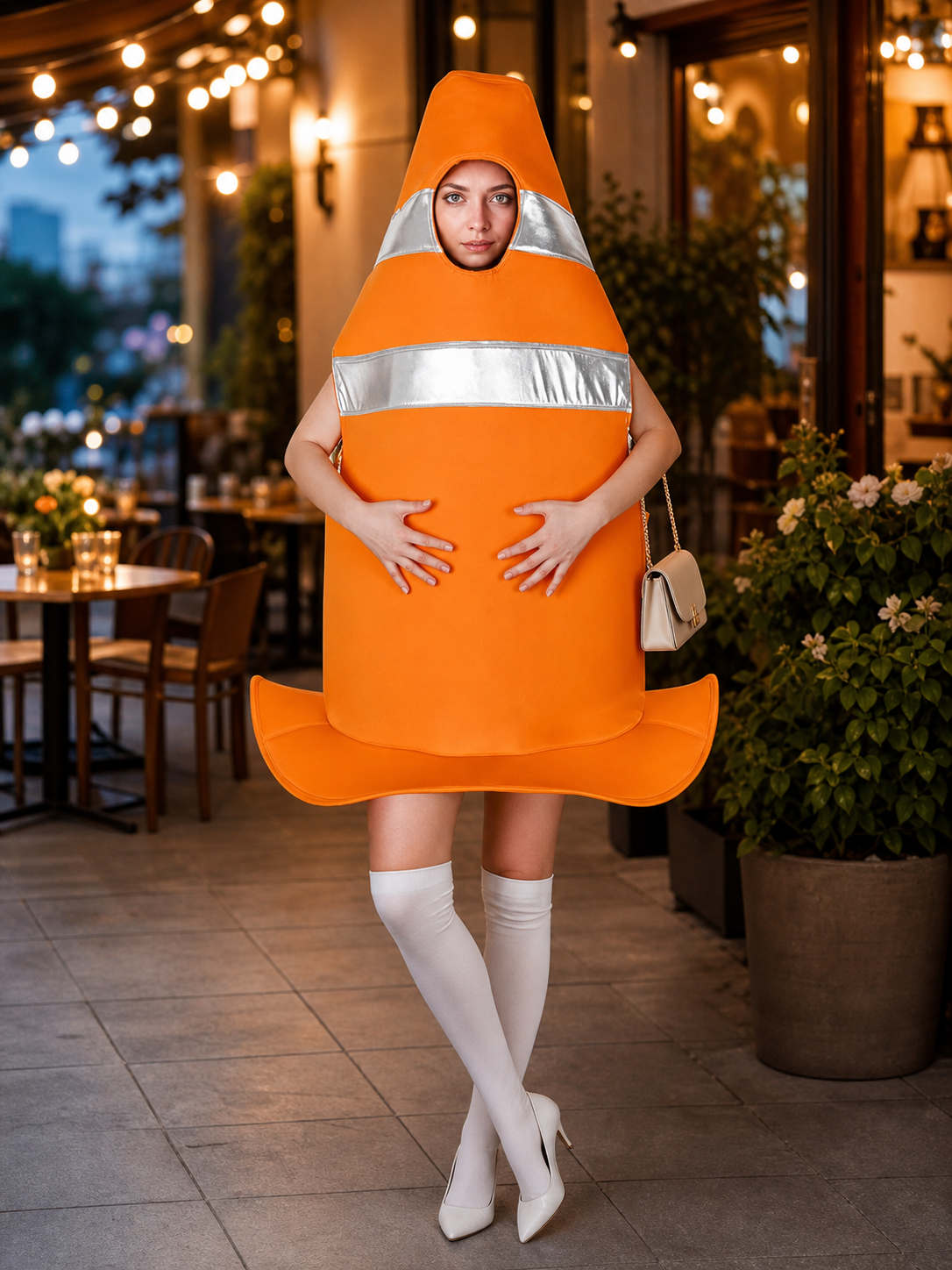 Adult Orange Traffic Cone Costume for Parties