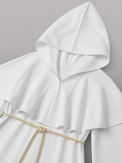 White hooded carnival cloak for cosplay